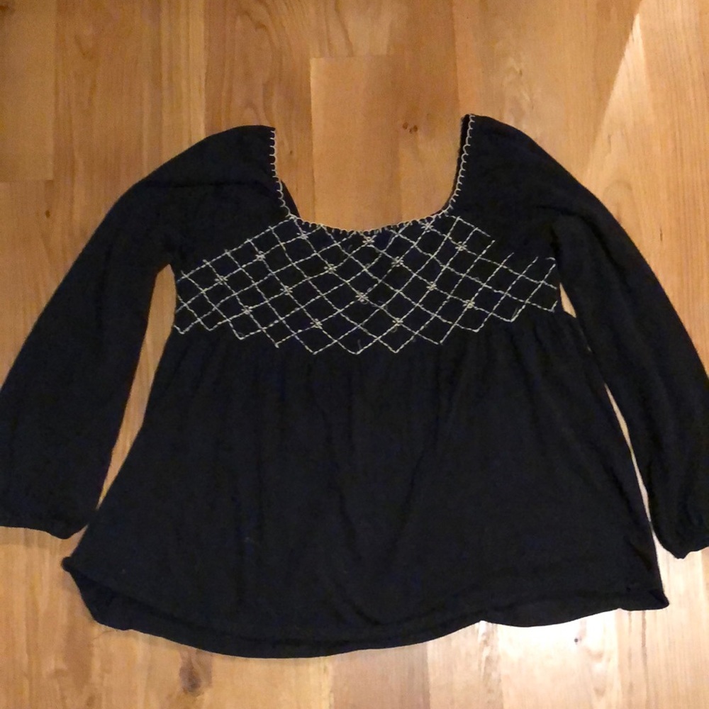 Square necked with white ruching peasant cut
